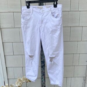 Jessica Simpson Monroe Boyfriend White Distressed Women's Jeans